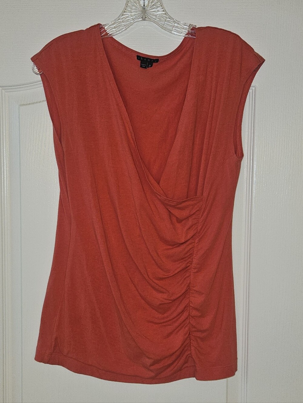 Theory  Sleeveless Drape-Front Top in Orange